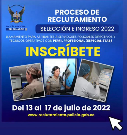 ABIERTO EL PROCESO PARA SELECCIÓN 2022 POLICIA NACIONAL ESPECIALISTAS.